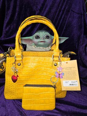 Patricia Nash Norcia Satchel/Pouch in Goldenrod Croc- New